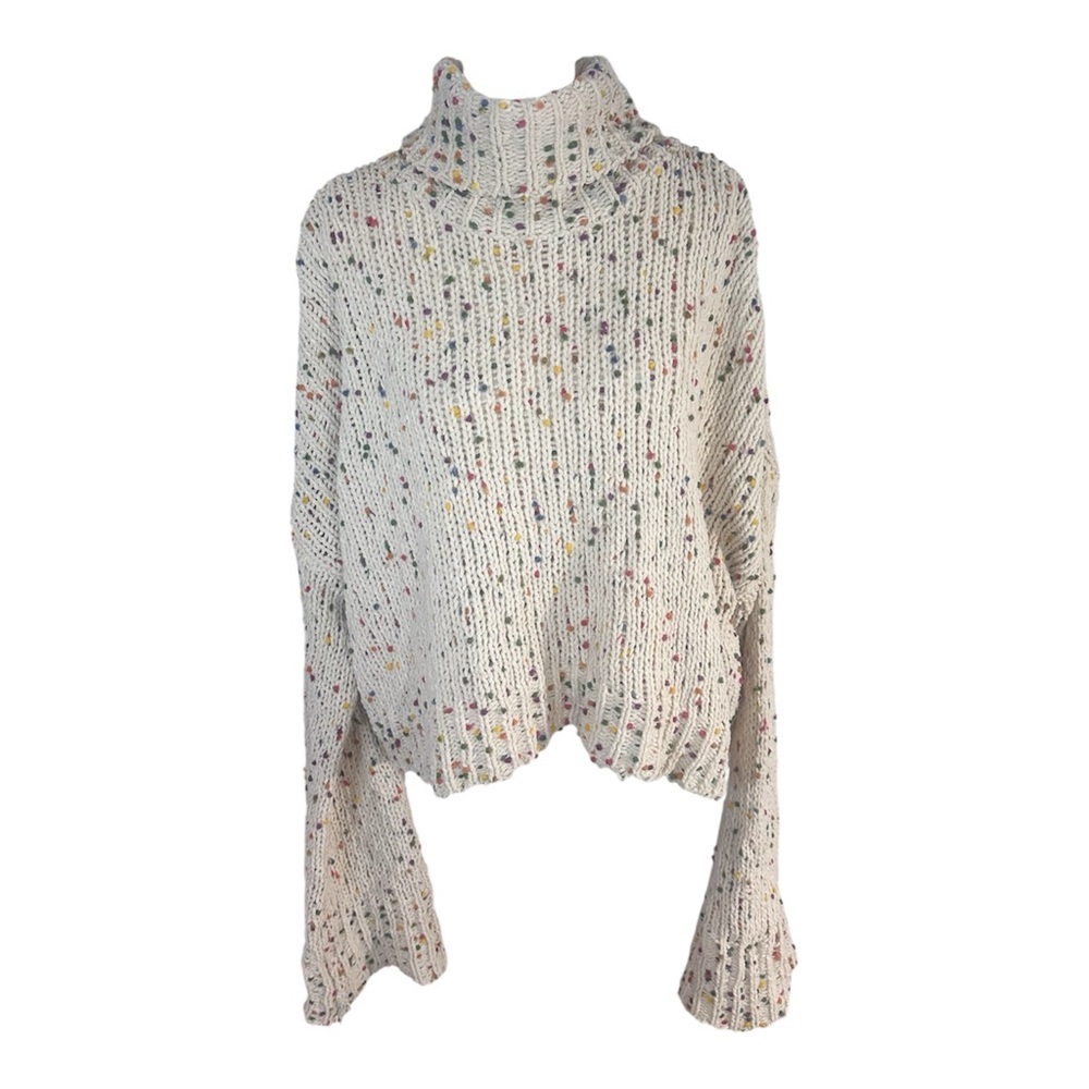 POLS Specked Knit Sweater Women’s Small Pom Pom Texture Cozy Chunky Pullover